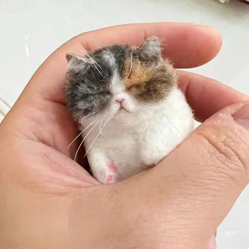 Sheep Felt Poke Cat Handmade Material Bag For Beginner Diy Wool Needle Felting Simulation Creative Animal Gifts